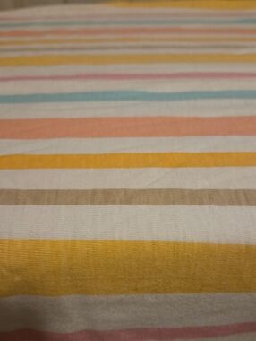 Vintage 1980's SUMMER Stripes Cotton Knit Craft Quilt Sewing Fabric 1.92 Yards